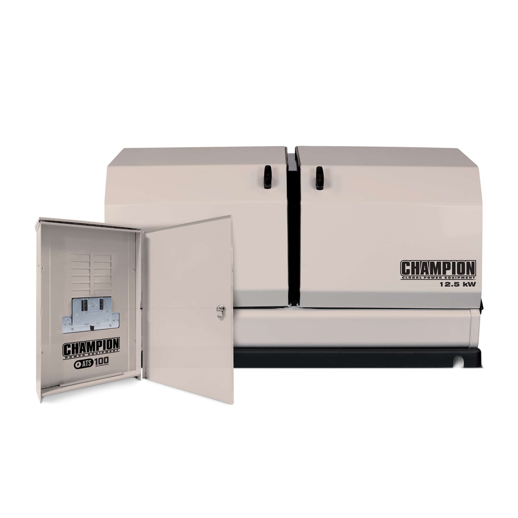 Champion 12,500-Watt Dual Fuel (Liquid Propane/Natural Gas) Select Circuit Home Standby Generator and 100-Amp Automatic Transfer Switch