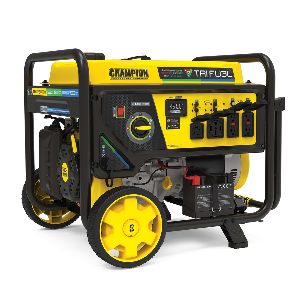 Champion 10,000-Watt Electric Start Tri Fuel Home Backup Portable Generator with CO Shield®