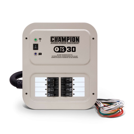 [201192] Champion 30-Amp 240-Volt Indoor-Rated Manual Transfer Switch with 25-Foot Generator Power Cord and Weather-Resistant Power Inlet Box