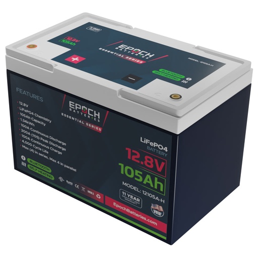 [12105A-H] 12V 105Ah (1.34kWh) Essential Series - Bluetooth & Heated LiFePO4 Battery